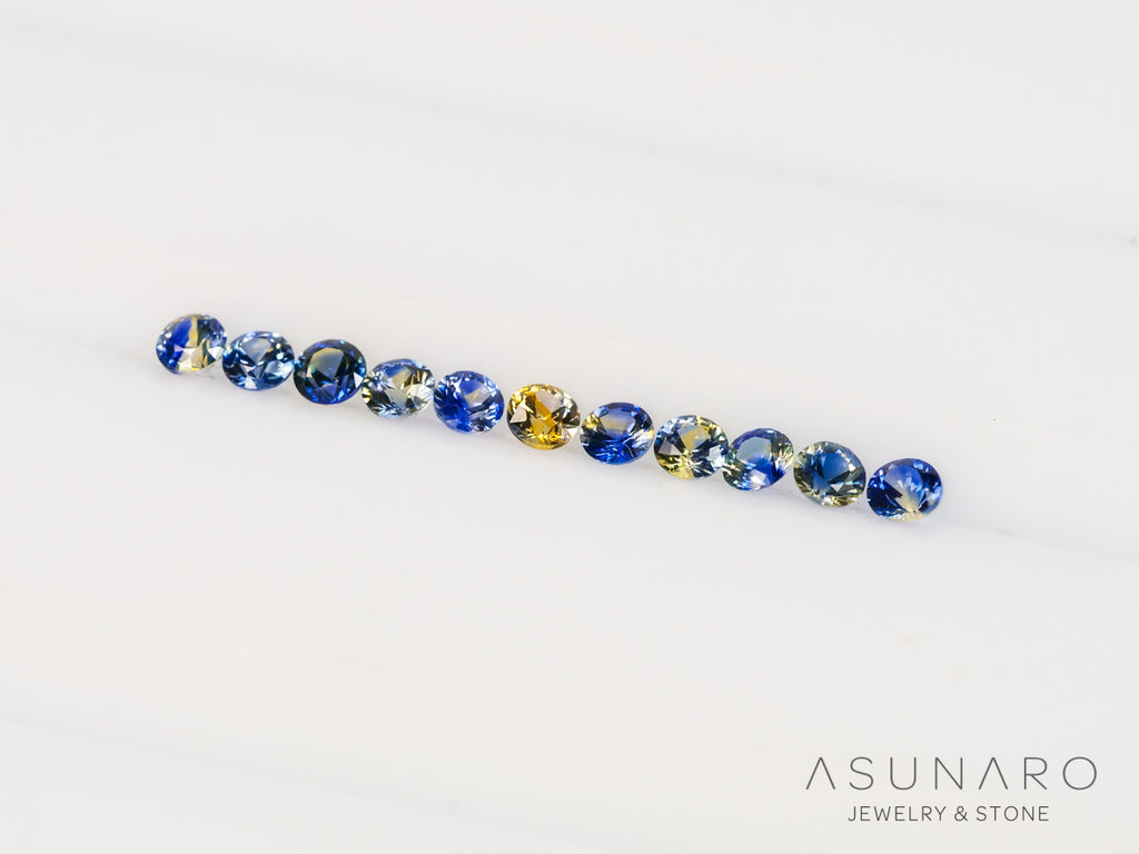 【11個セット】バイカラーサファイア ラウンド ハフエタセット スリランカ産　2.2mm 11個セット 【240611-2284】