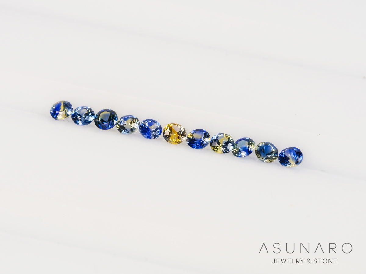 【11個セット】バイカラーサファイア ラウンド ハフエタセット スリランカ産　2.2mm 11個セット 【240611-2284】