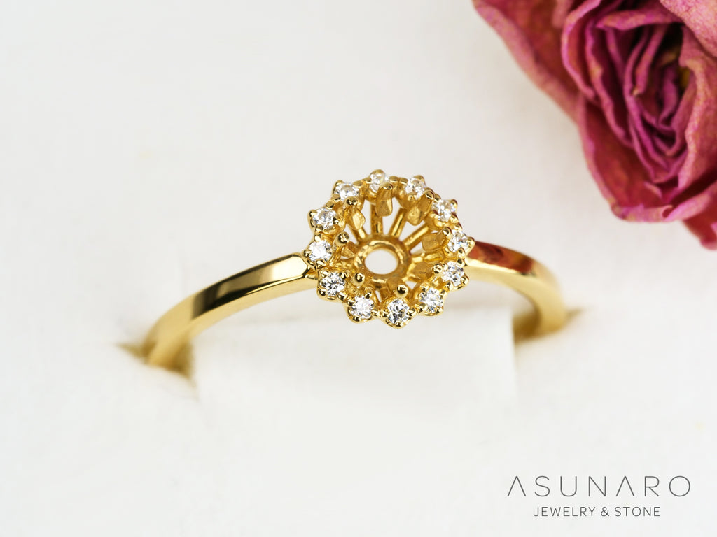 【お仕立て用】空枠番号：ASU-16　4-5mm用　リング枠　取り巻き【オーダージュエリー用】