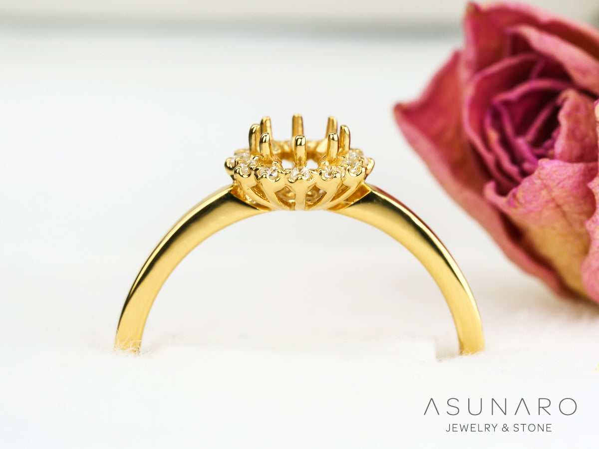 【お仕立て用】空枠番号：ASU-16　4-5mm用　リング枠　取り巻き【オーダージュエリー用】