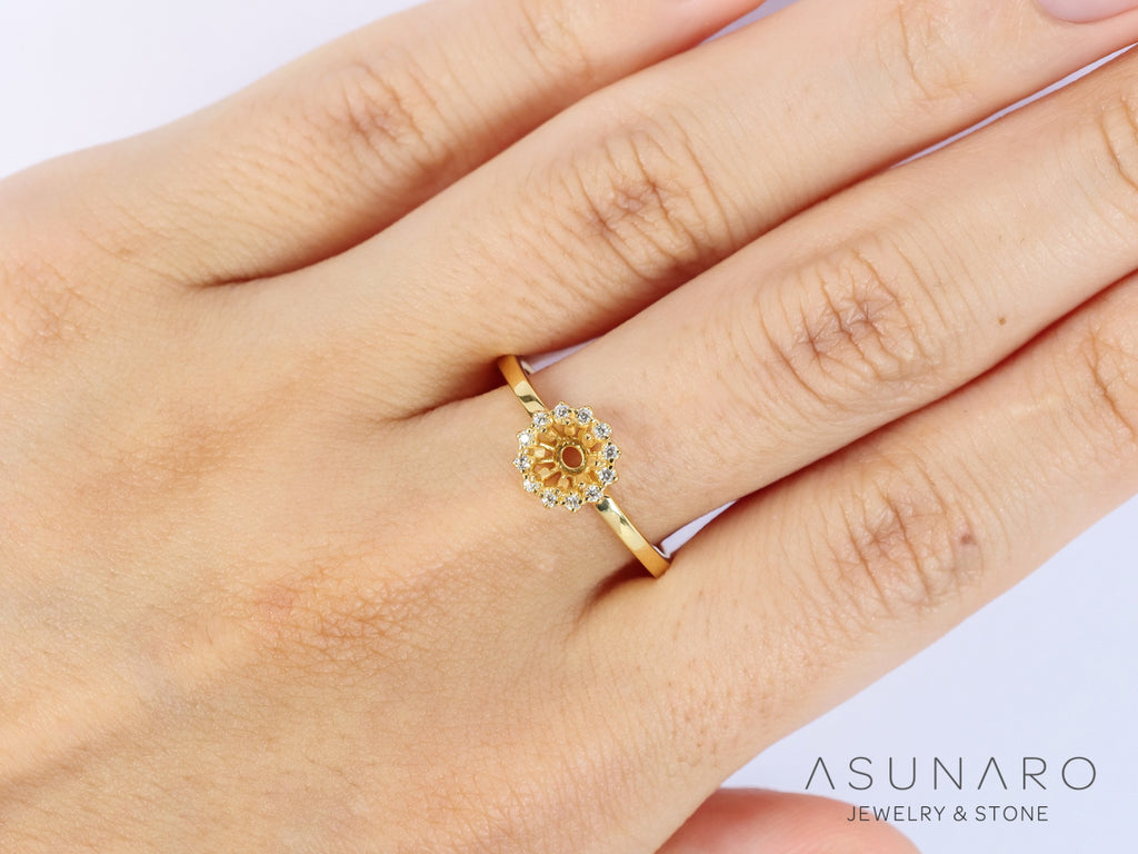 【お仕立て用】空枠番号：ASU-16　4-5mm用　リング枠　取り巻き【オーダージュエリー用】