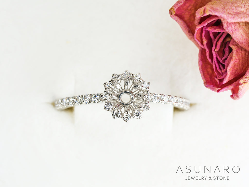 【お仕立て用】空枠番号：ASU-17　4-5mm用　リング枠　取り巻き【オーダージュエリー用】