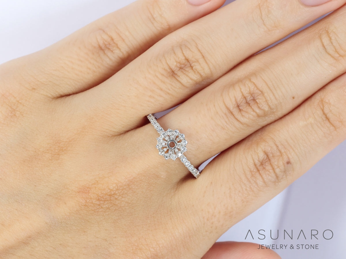 【お仕立て用】空枠番号：ASU-17　4-5mm用　リング枠　取り巻き【オーダージュエリー用】