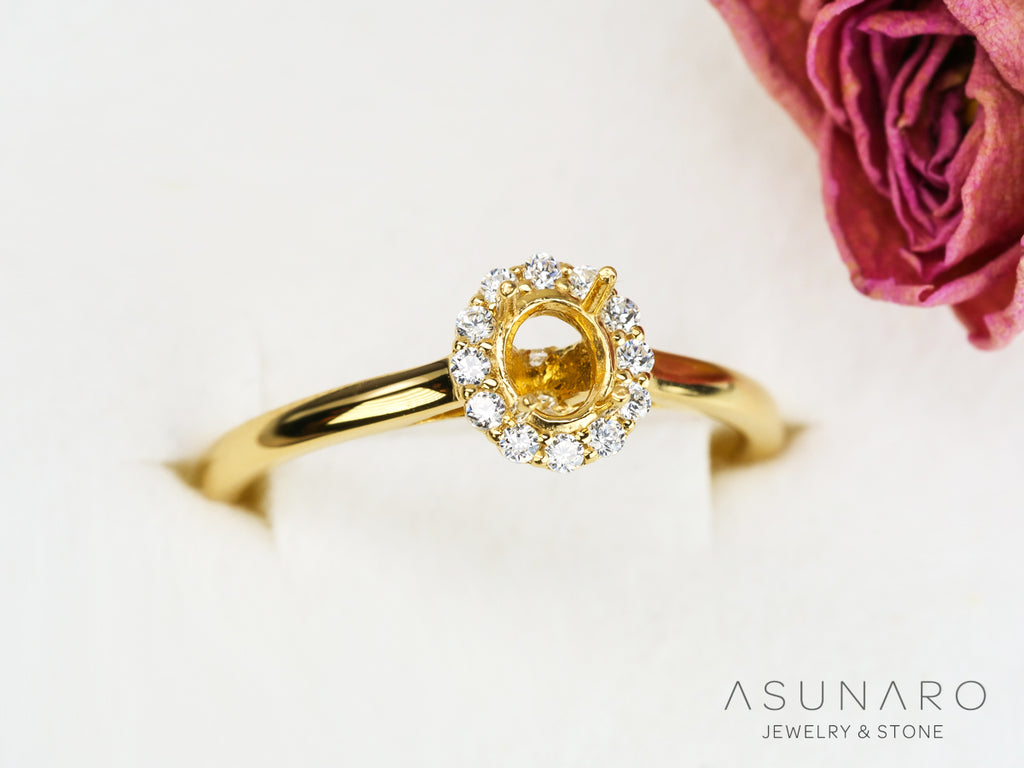 【お仕立て用】空枠番号：ASU-21　3×4mm用　リング枠　取り巻き【オーダージュエリー用】