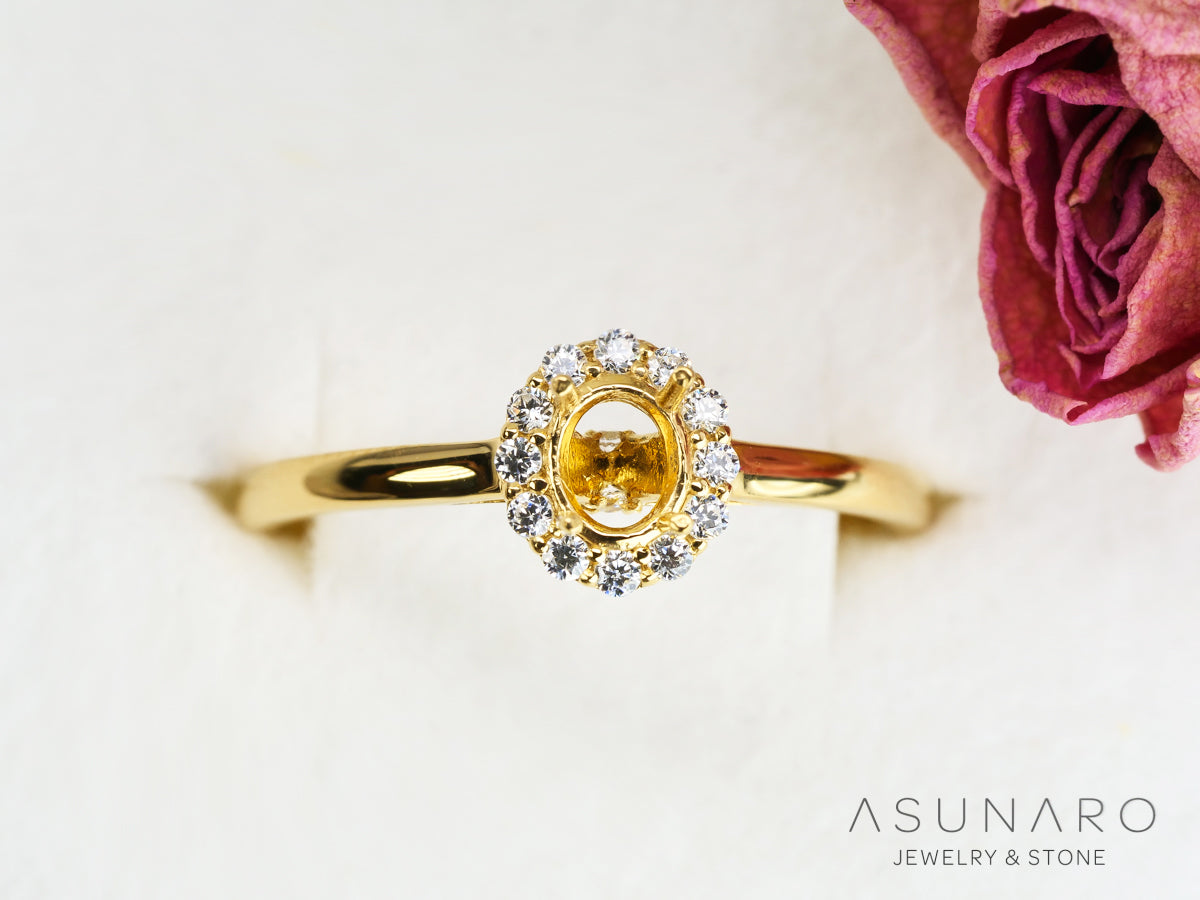 【お仕立て用】空枠番号：ASU-21　3×4mm用　リング枠　取り巻き【オーダージュエリー用】