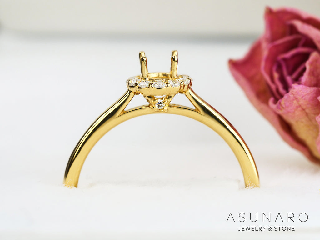 【お仕立て用】空枠番号：ASU-21　3×4mm用　リング枠　取り巻き【オーダージュエリー用】