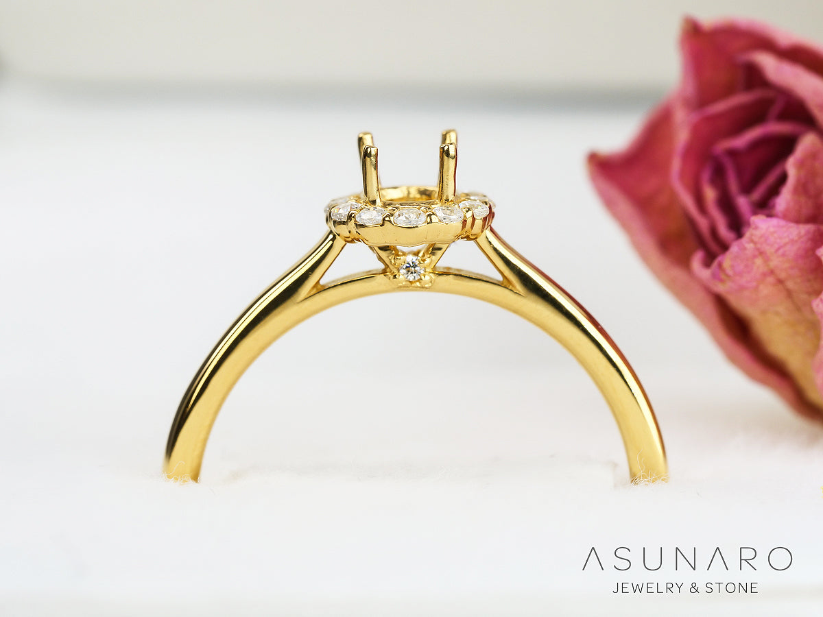 【お仕立て用】空枠番号：ASU-21　3×4mm用　リング枠　取り巻き【オーダージュエリー用】