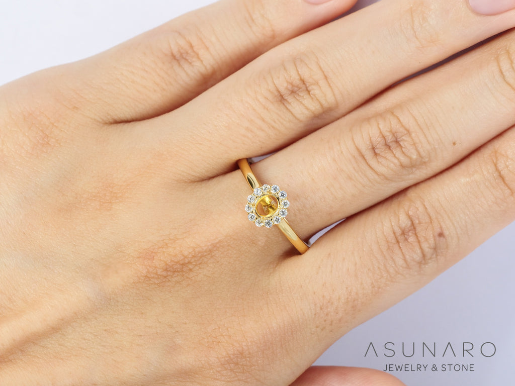 【お仕立て用】空枠番号：ASU-21　3×4mm用　リング枠　取り巻き【オーダージュエリー用】