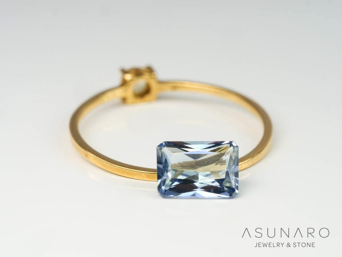 バイカラーゾイサイト（タンザナイト）エメラルドカット　タンザニア産　0.96ct【241211-2398】