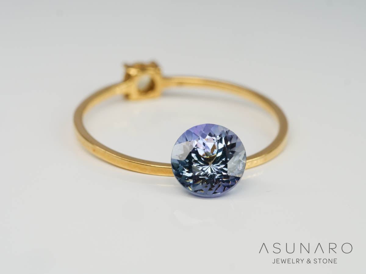 バイカラーゾイサイト（タンザナイト）ラウンドカット　タンザニア産　1.01ct【241211-2400】