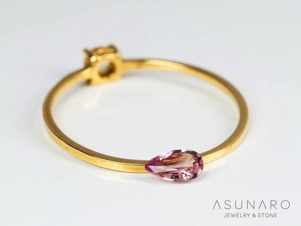 パパラチアサファイア ペアシェイプカット スリランカ産 ソ付き　0.25ct【241002-2424】