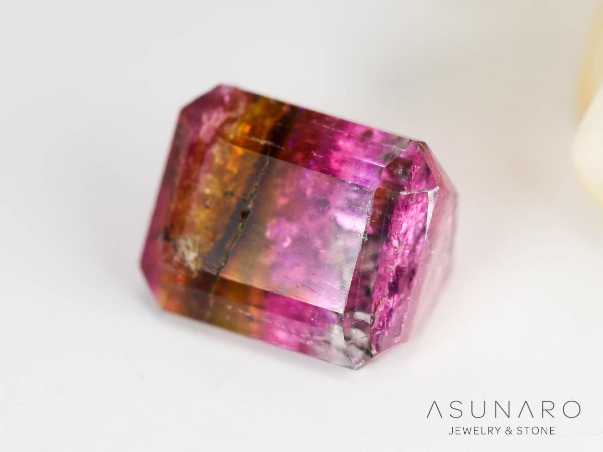 パーティーカラードトルマリン　エメラルドカット　アフガニスタン産　0.80ct【241002-2573】