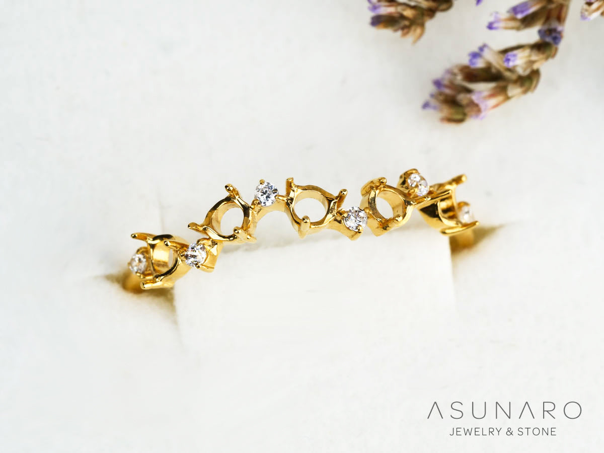 【お仕立て用】空枠番号：5729C　リング枠　2.5～2.7mm　ハーフエタニティ【オーダージュエリー用】hpv