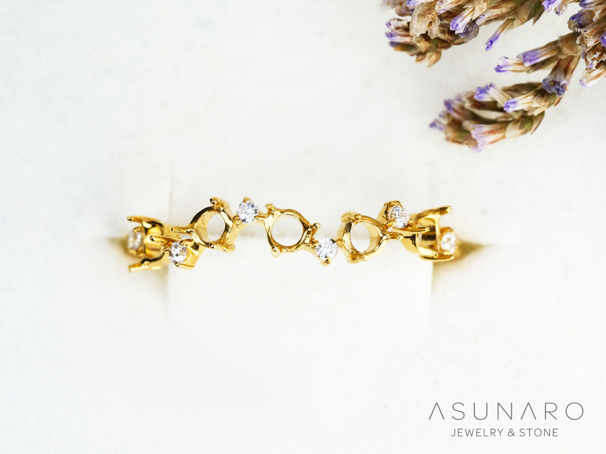 【お仕立て用】空枠番号：5729C　リング枠　2.5～2.7mm　ハーフエタニティ【オーダージュエリー用】hpv