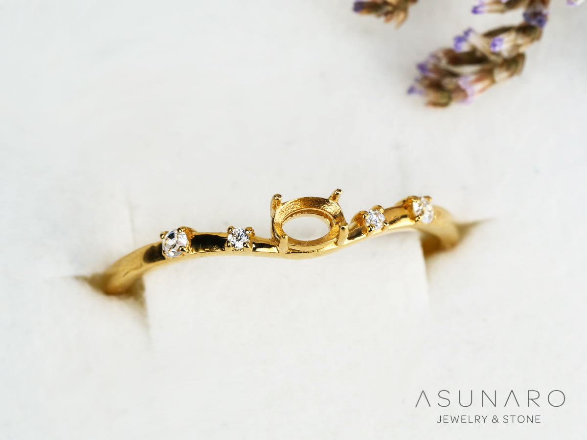 【お仕立て用】空枠番号：5611C　リング枠　V字【オーダージュエリー用】