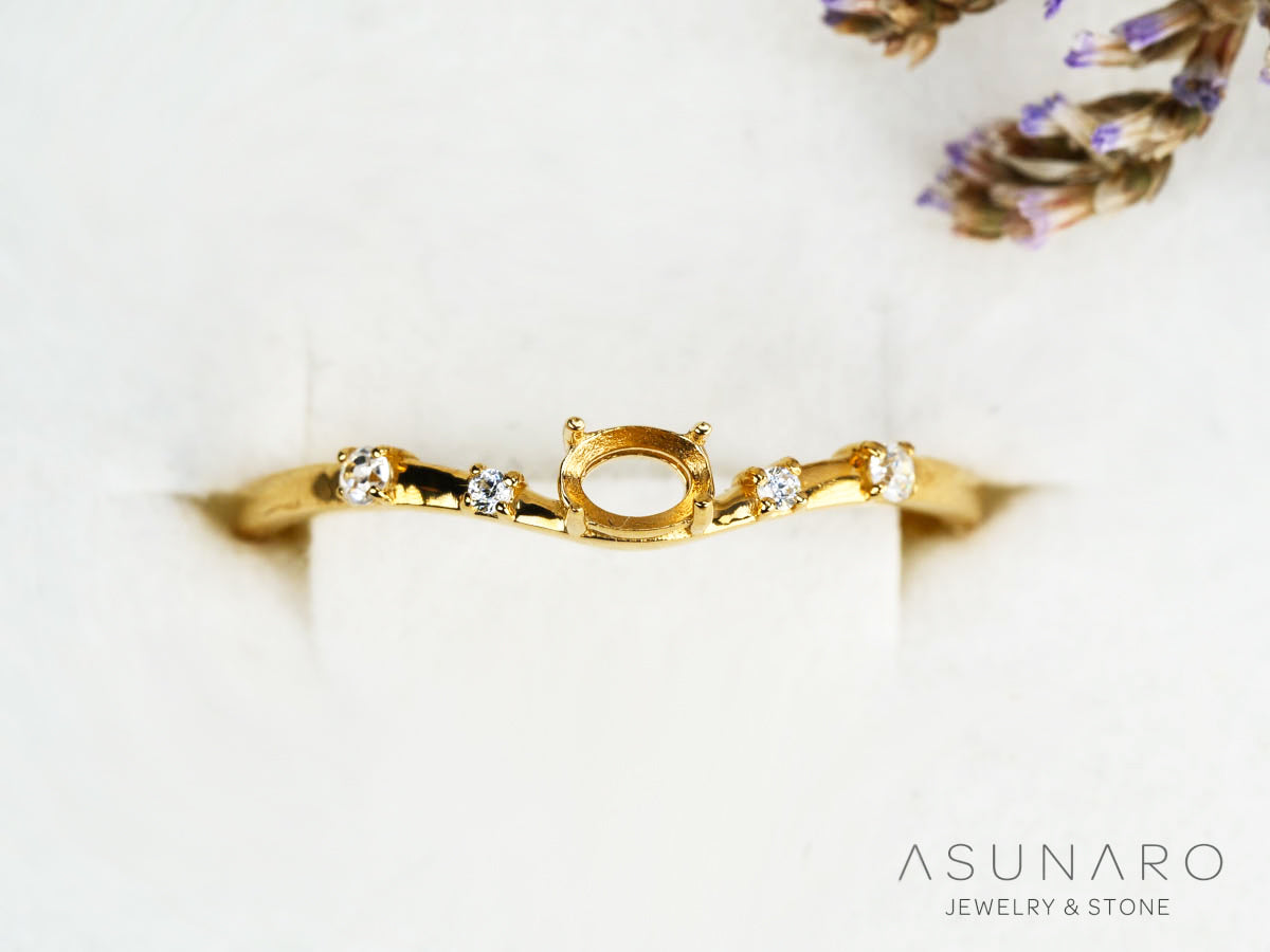 【お仕立て用】空枠番号：5611C　リング枠　V字【オーダージュエリー用】