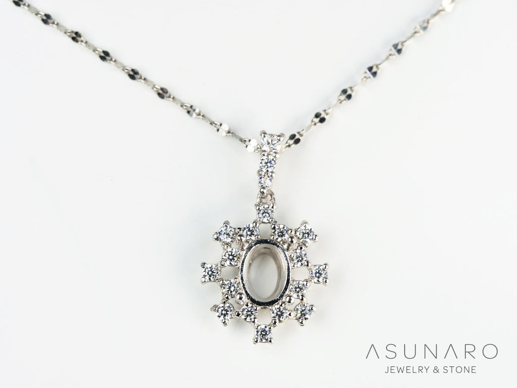 【お仕立て用】空枠番号：5642C　ペンダントトップ枠　取り巻き【オーダージュエリー用】