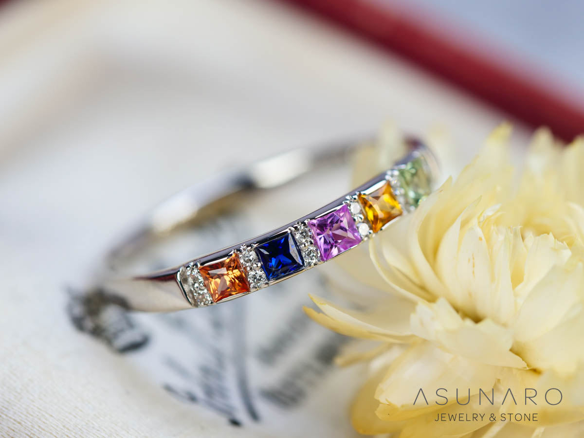 【お仕立て用】空枠番号：3014C　プリンセスカット2mm用　リング枠　ハーフエタニティ【オーダージュエリー用】hpv