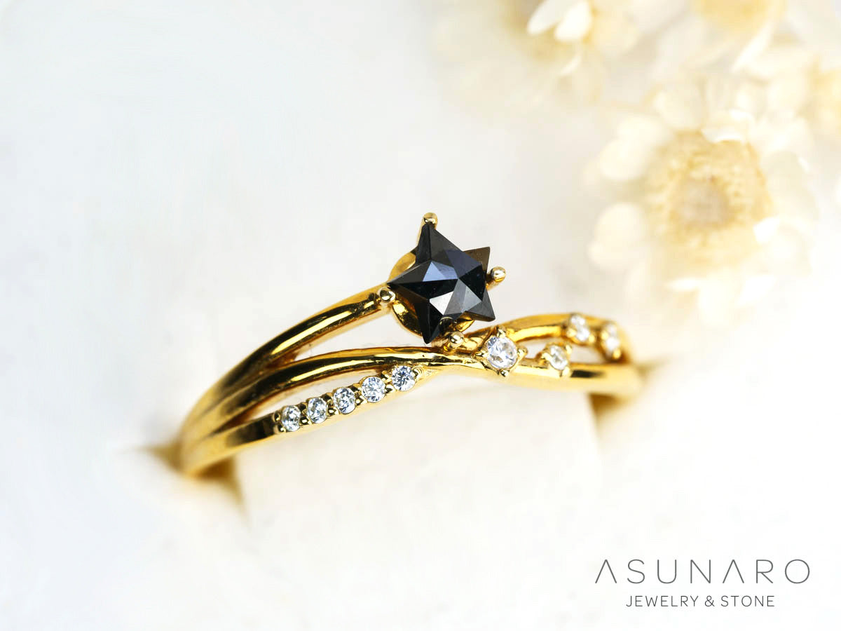 【4時間限定ゲリラ販売】5つの星を目指して🌟ブラックスター天然ダイヤモンド💎　約4mm【ltd2501141】特別販売
