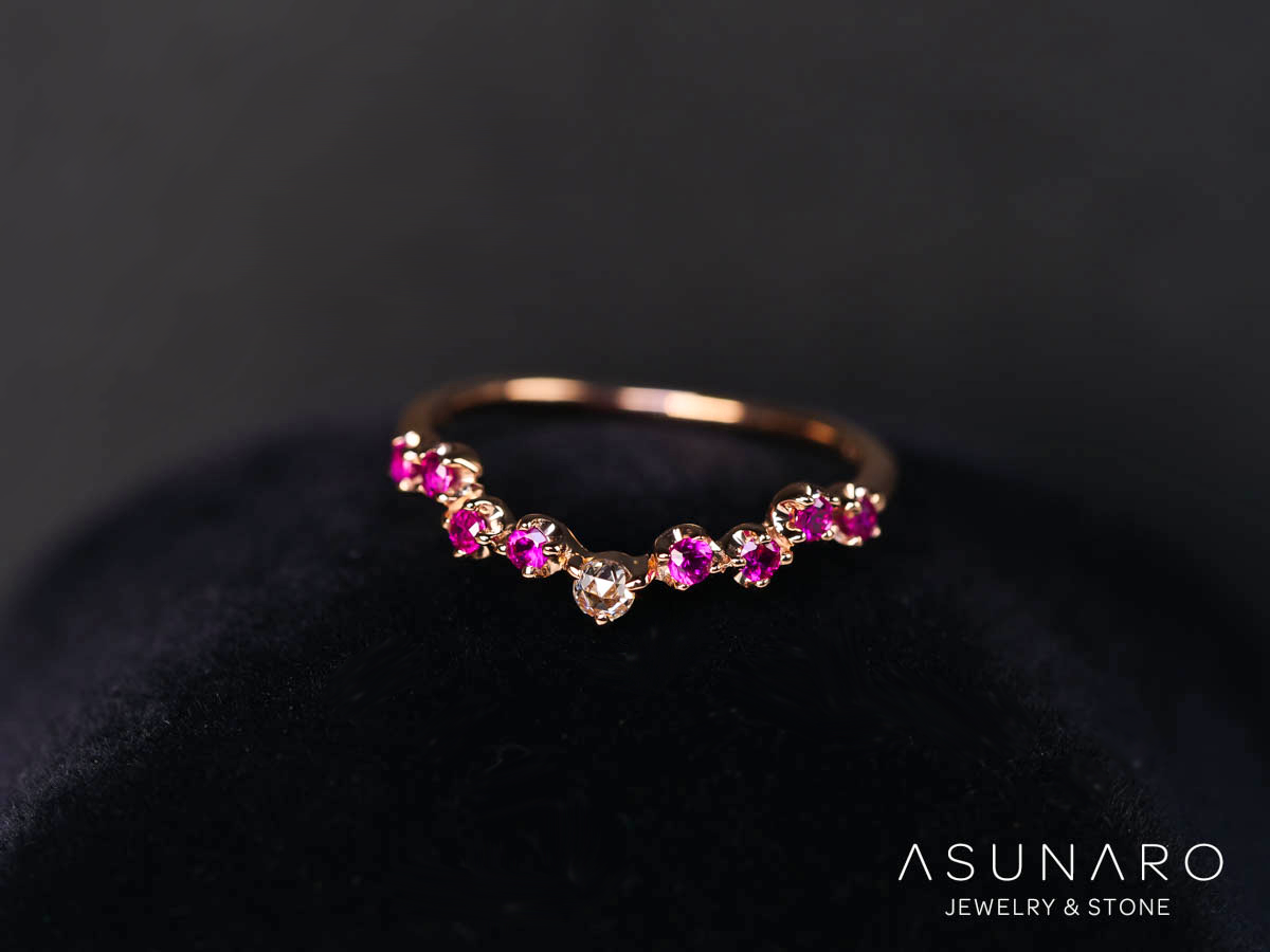 【お仕立て用】空枠番号：S37A　1.5mm用　リング枠　ハーフエタニティ【オーダージュエリー用】hpv