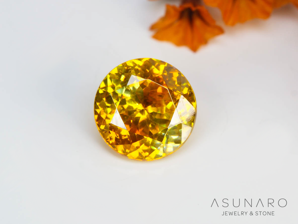 バイカラースファレライト ラウンドカット スペイン産 1.36ct【250324-2920】