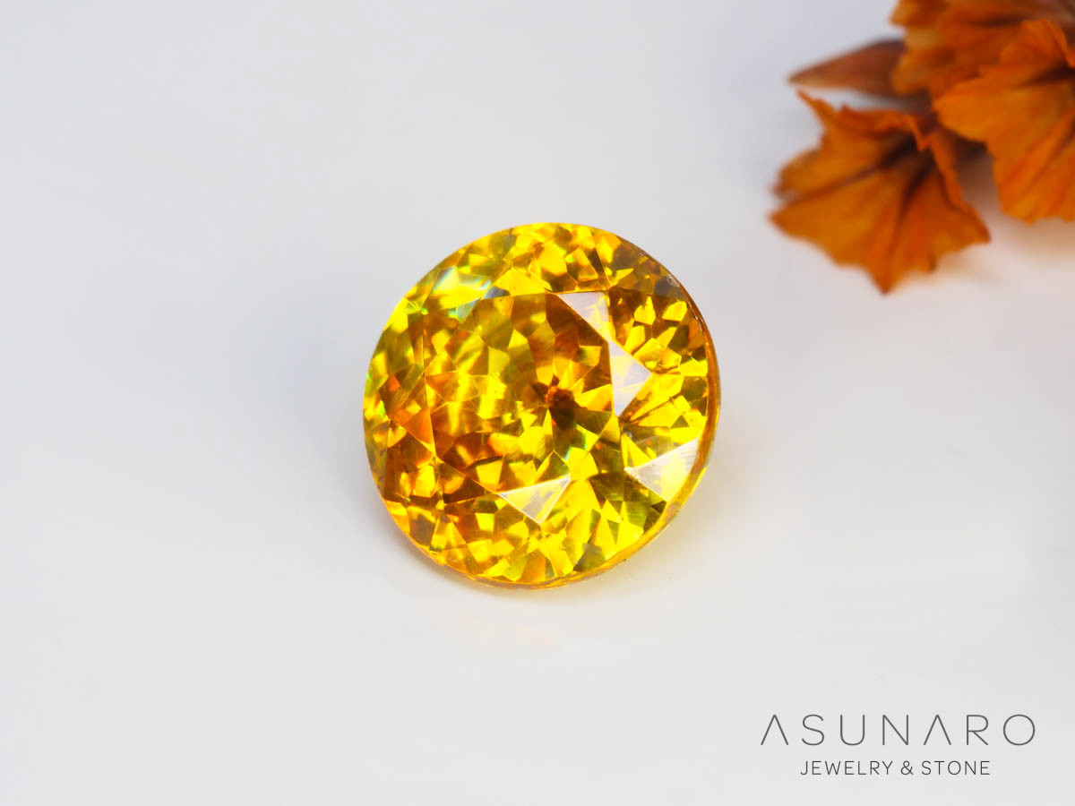 バイカラースファレライト ラウンドカット スペイン産 1.36ct【250324-2920】