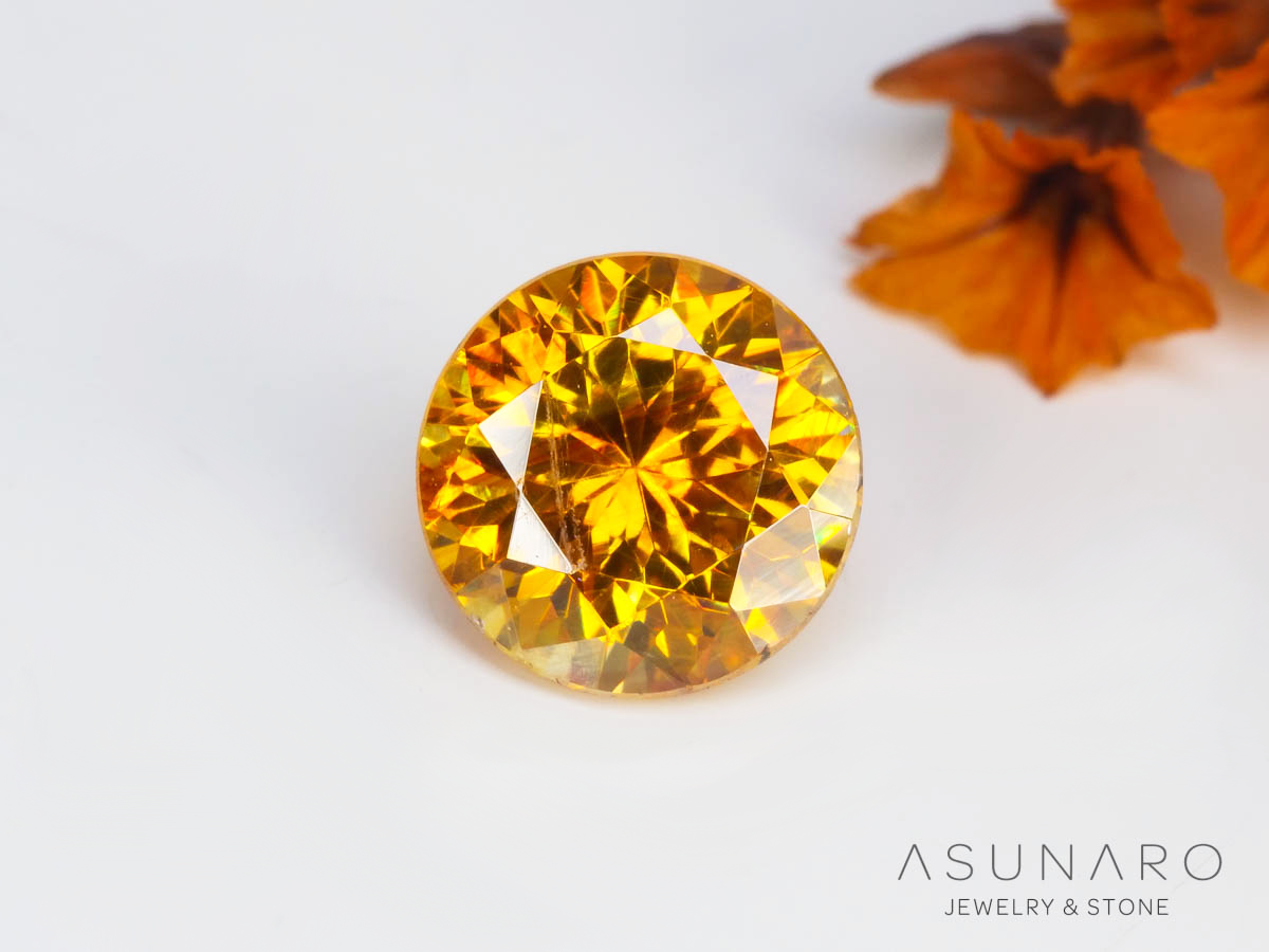 バイカラースファレライト ラウンドカット スペイン産 0.96ct【250324-2922】