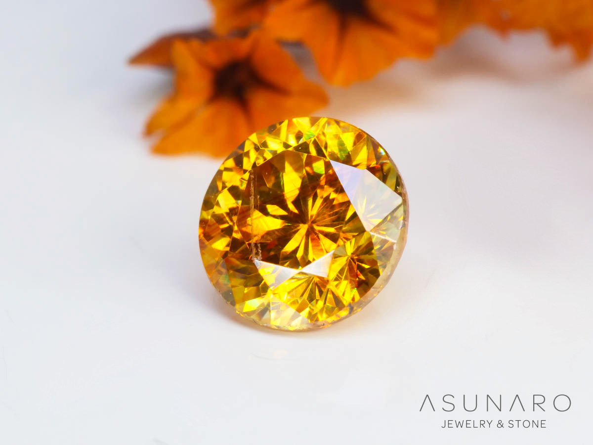 バイカラースファレライト ラウンドカット スペイン産 0.96ct【250324-2922】