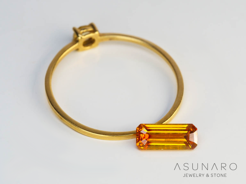 バイカラースファレライト エメラルドカット スペイン産 0.80ct【250324-2925】