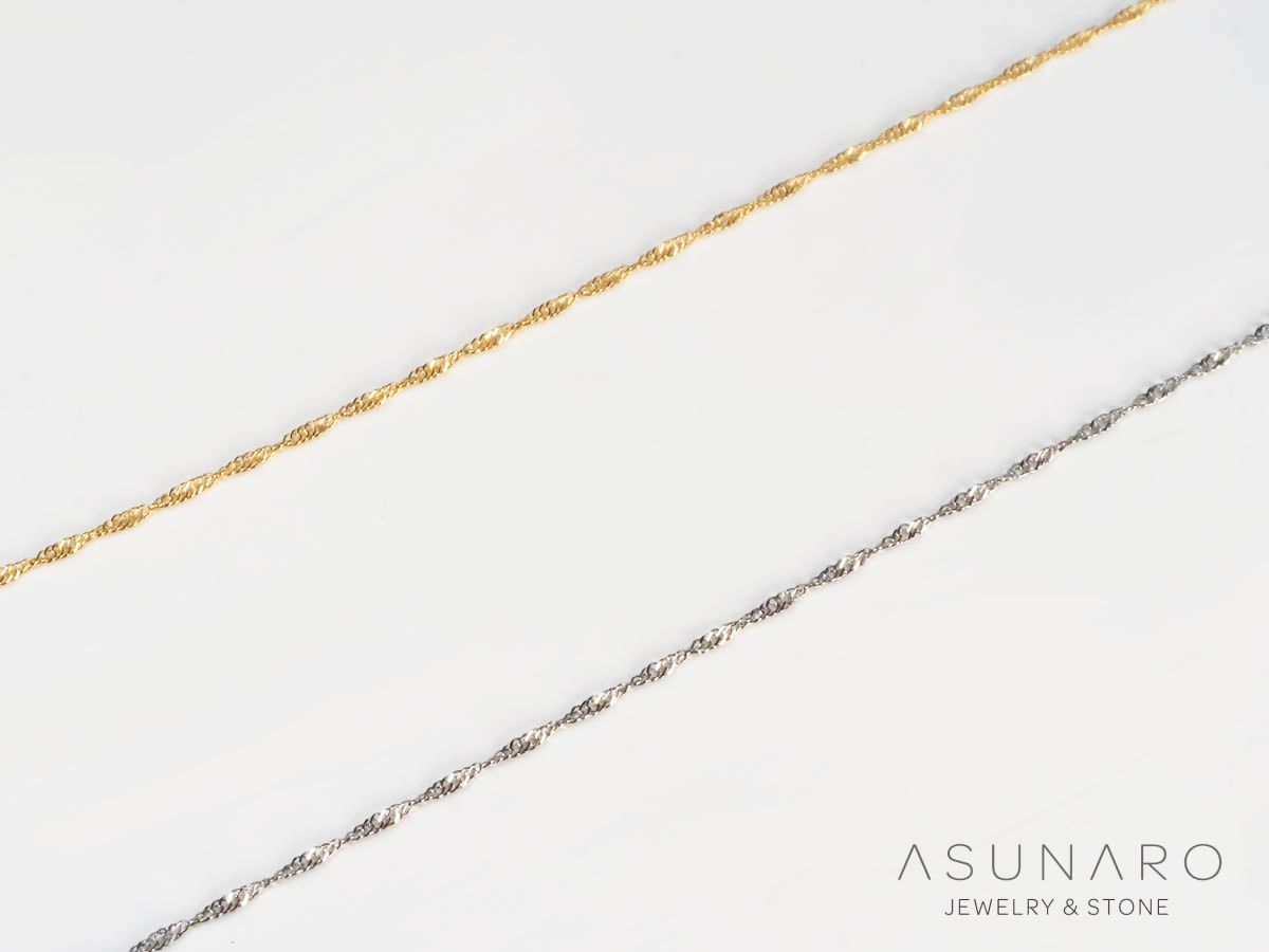 スクリューチェーン40cm　アジャスター環付き　PT、K18YG　jw250315-d1【チェーン】