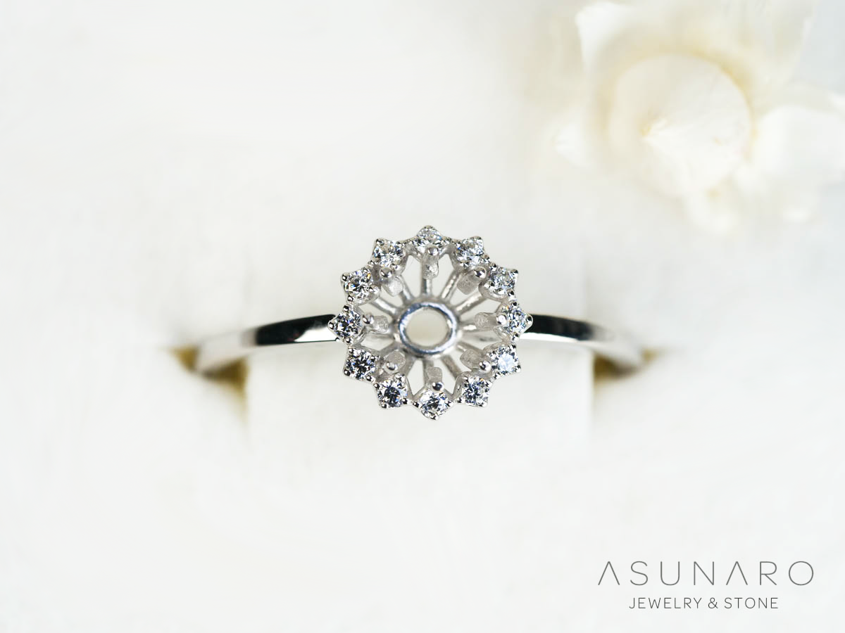 【お仕立て用】空枠番号：ASU-16　4-5mm用　リング枠　取り巻き【オーダージュエリー用】