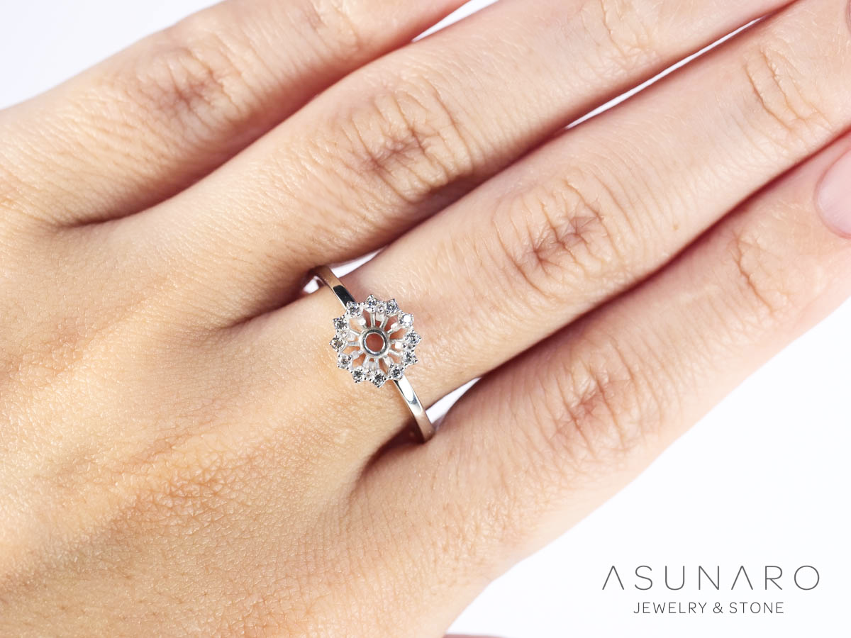 【お仕立て用】空枠番号：ASU-16　4-5mm用　リング枠　取り巻き【オーダージュエリー用】