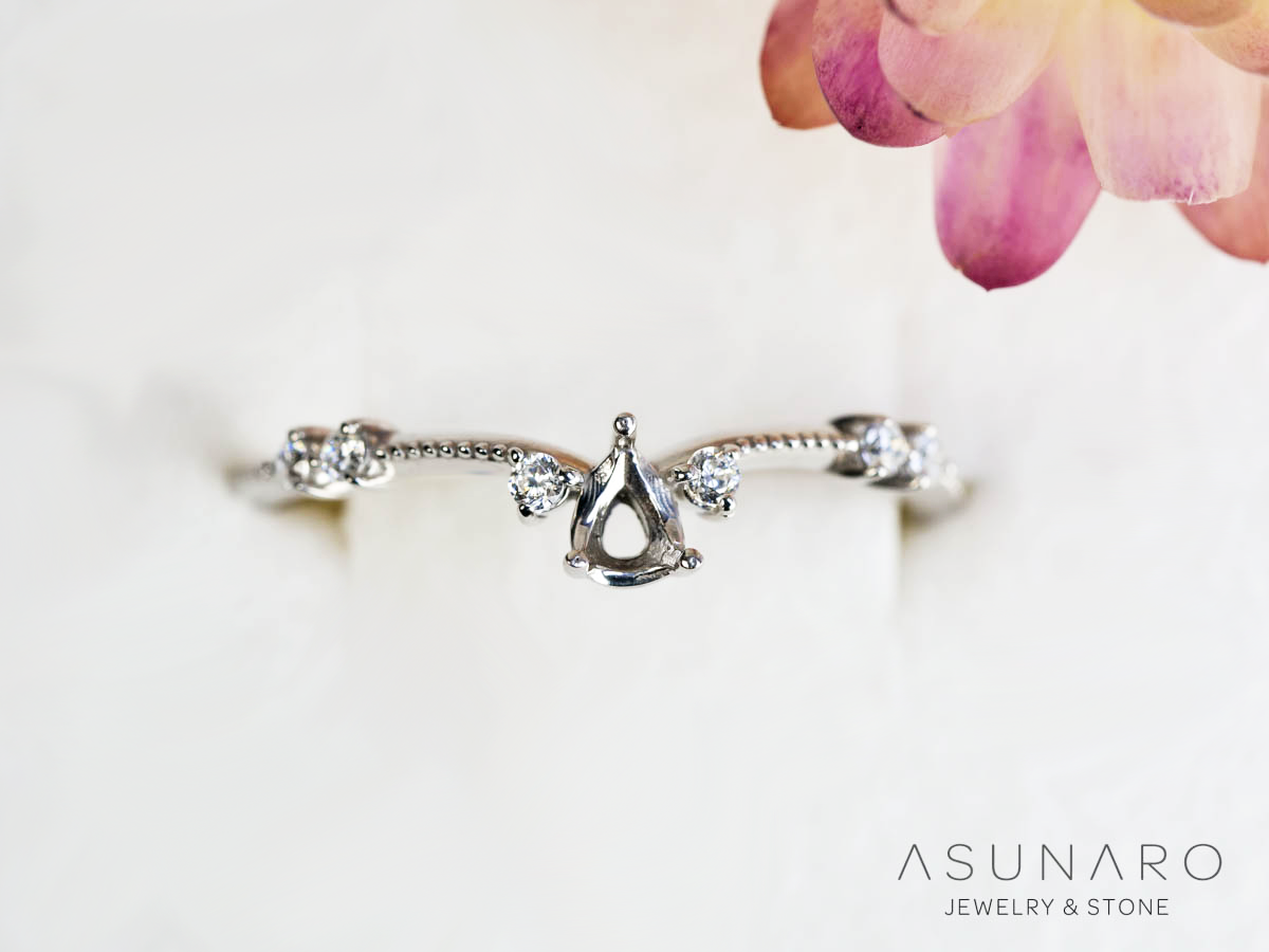 【お仕立て用】空枠番号：S253A　リング枠　V字枠【オーダージュエリー用】