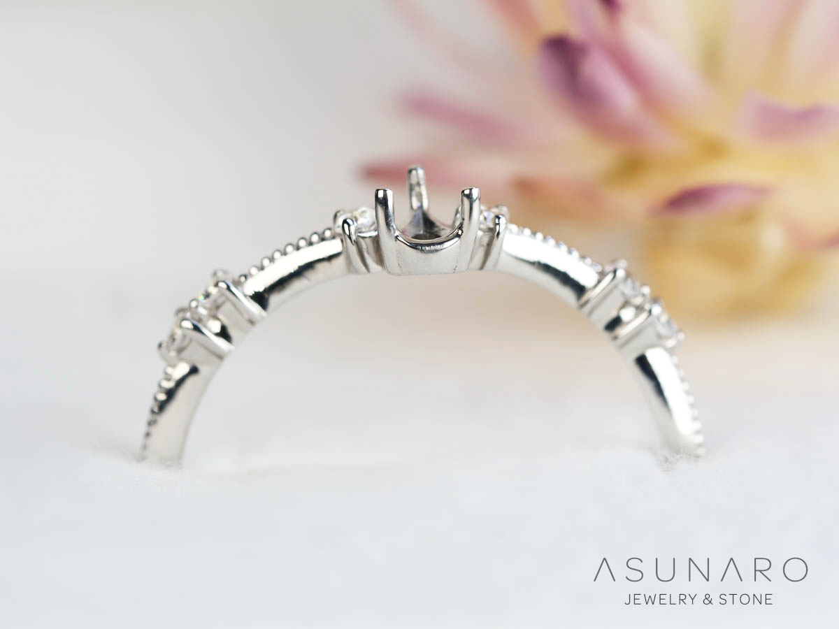 【お仕立て用】空枠番号：S253A　リング枠　V字枠【オーダージュエリー用】