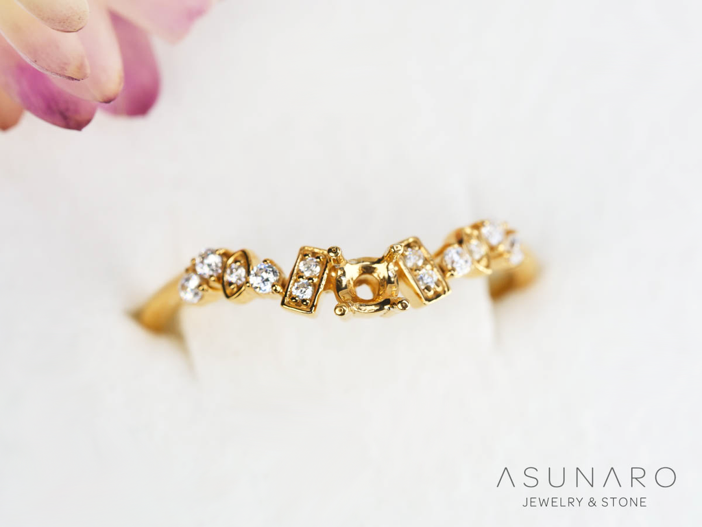 【お仕立て用】空枠番号：S256A　リング枠　V字【オーダージュエリー用】