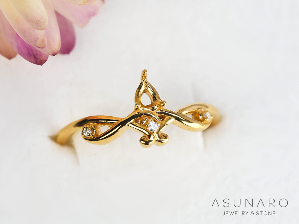 【お仕立て用】空枠番号：S257A　リング枠　V字枠【オーダージュエリー用】