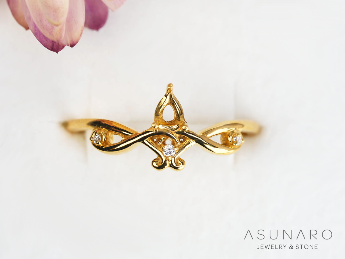 【お仕立て用】空枠番号：S257A　リング枠　V字枠【オーダージュエリー用】