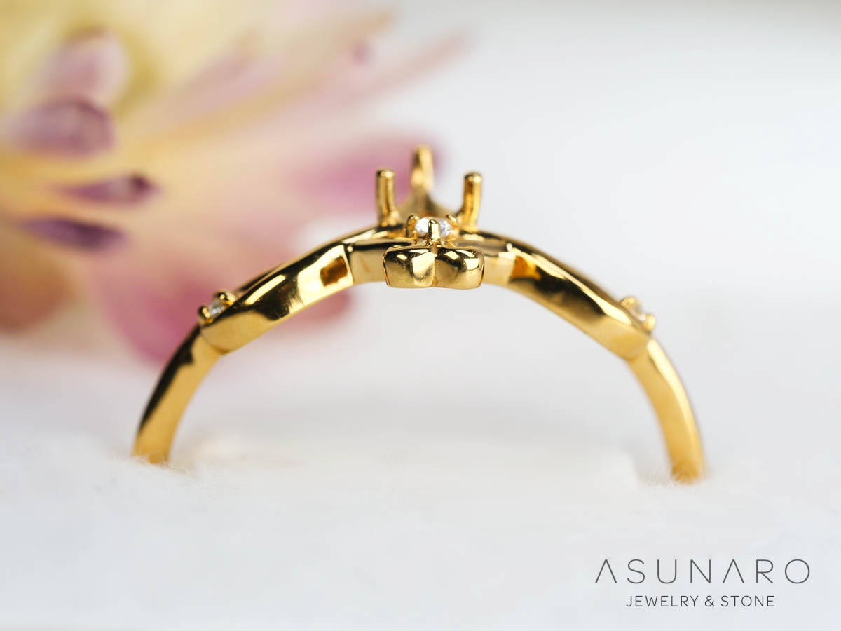 【お仕立て用】空枠番号：S257A　リング枠　V字枠【オーダージュエリー用】