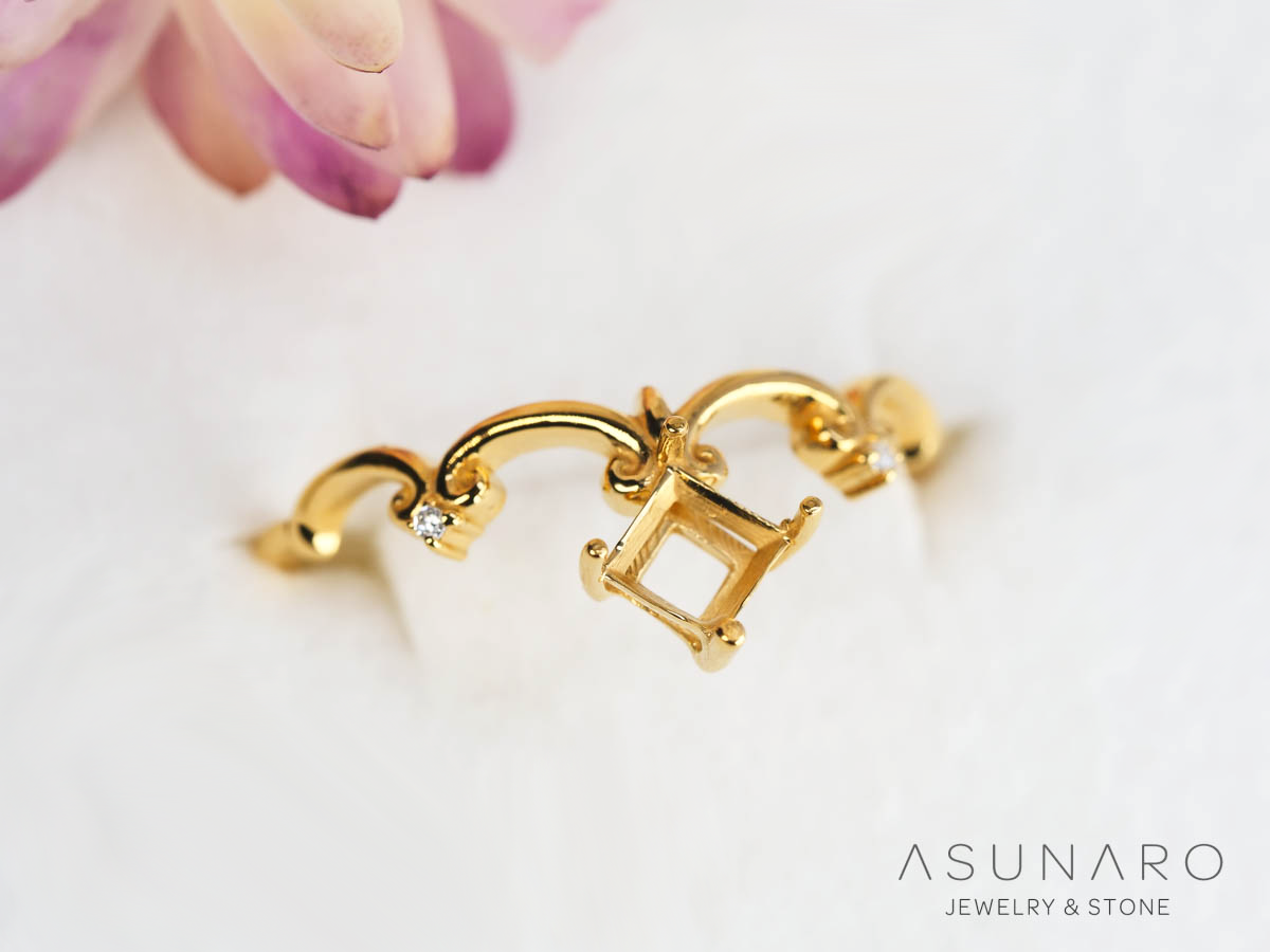 【お仕立て用】空枠番号：S252A　リング枠　V字枠【オーダージュエリー用】