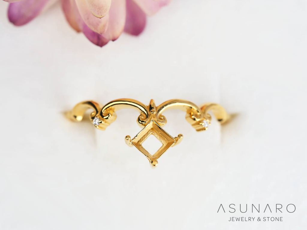 【お仕立て用】空枠番号：S252A　リング枠　V字枠【オーダージュエリー用】