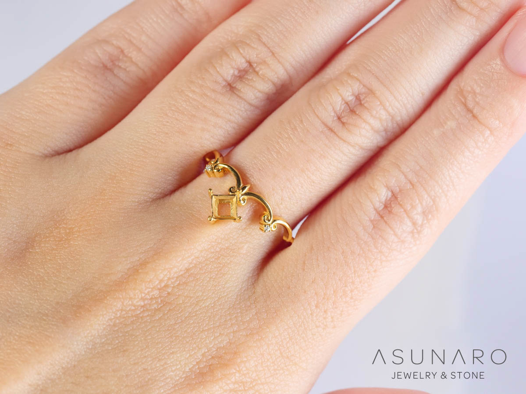 【お仕立て用】空枠番号：S252A　リング枠　V字枠【オーダージュエリー用】