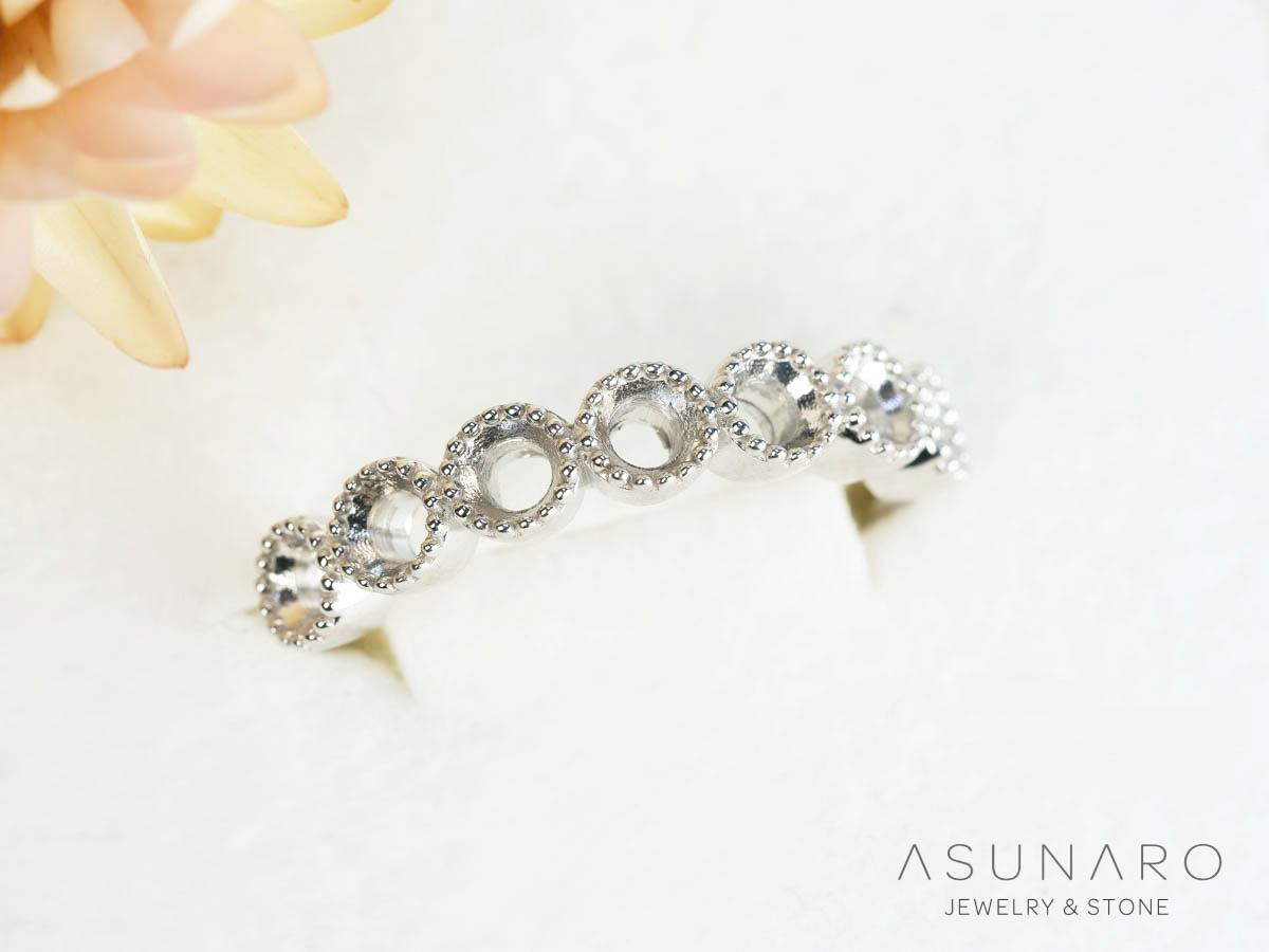 【お仕立て用】空枠番号：S240A　3mm用　リング枠　ハーフエタニティ【オーダージュエリー用】hpv