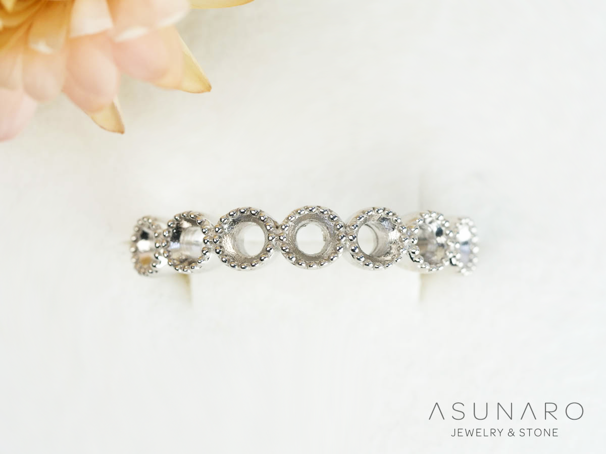 【お仕立て用】空枠番号：S240A　3mm用　リング枠　ハーフエタニティ【オーダージュエリー用】hpv