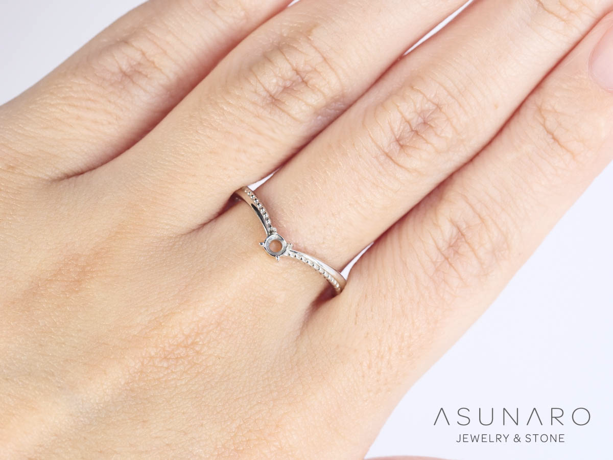 【お仕立て用】空枠番号：S263A　リング枠　V字　ダイヤなし【オーダージュエリー用】