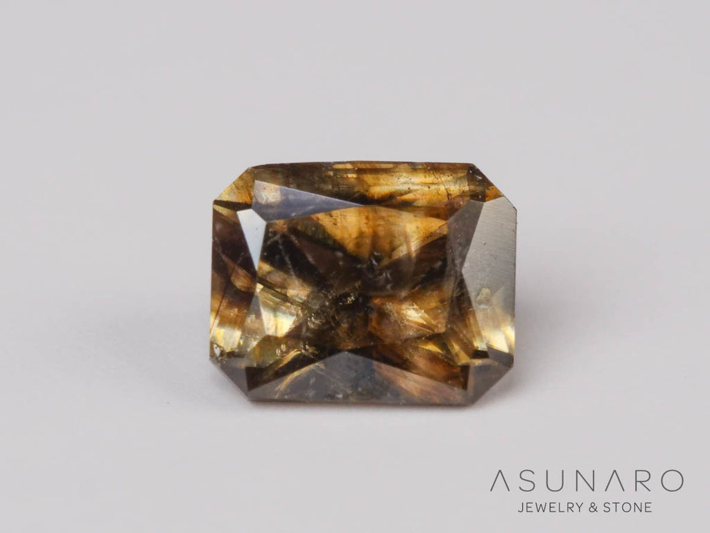 バイカラーキャシテライト  エメラルドカット　ビルマ産 　0.46ct　【250508-2939】