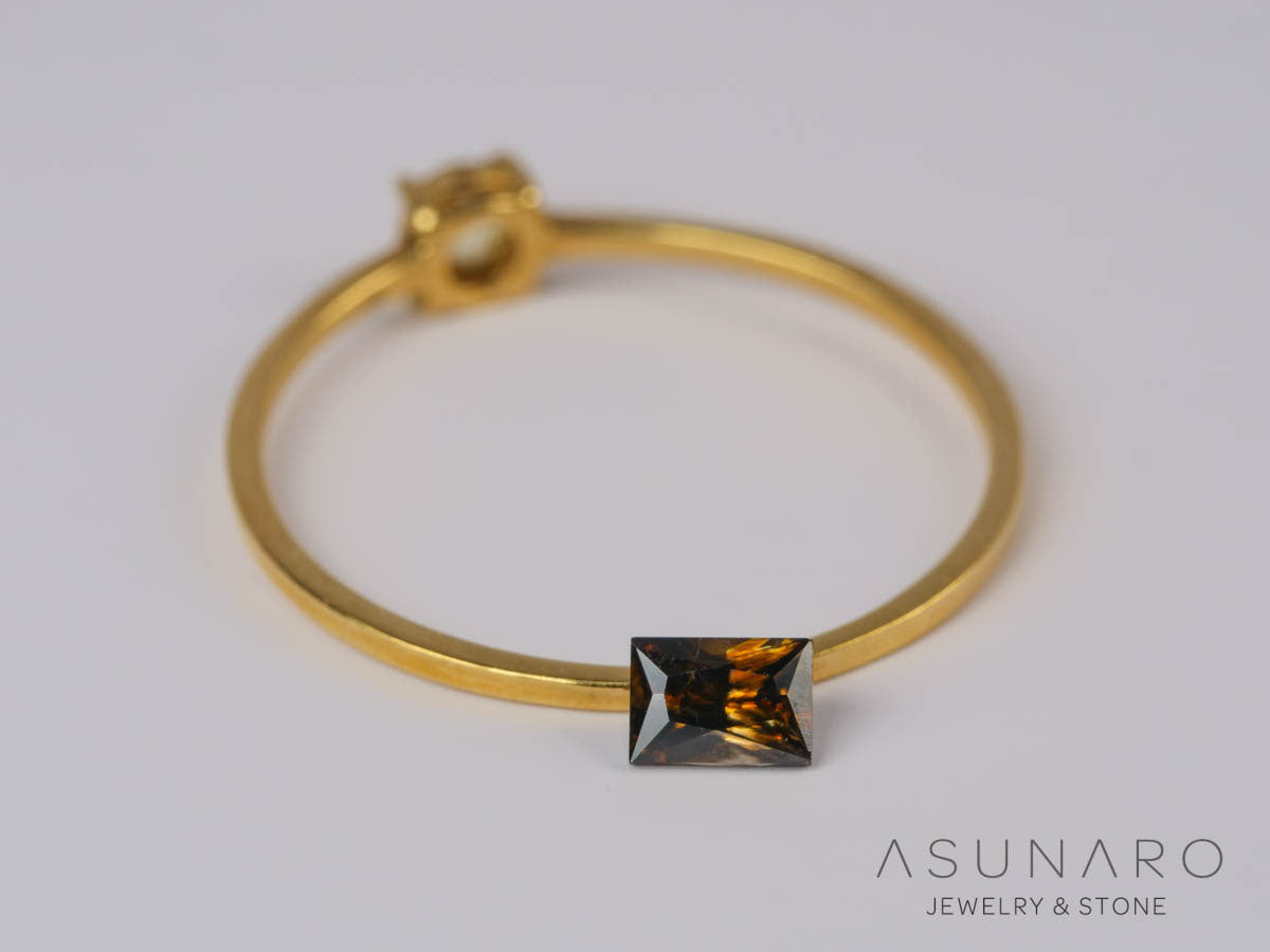 バイカラーキャシテライト  スクエアカット　ビルマ産 　0.48ct　【250508-2940】