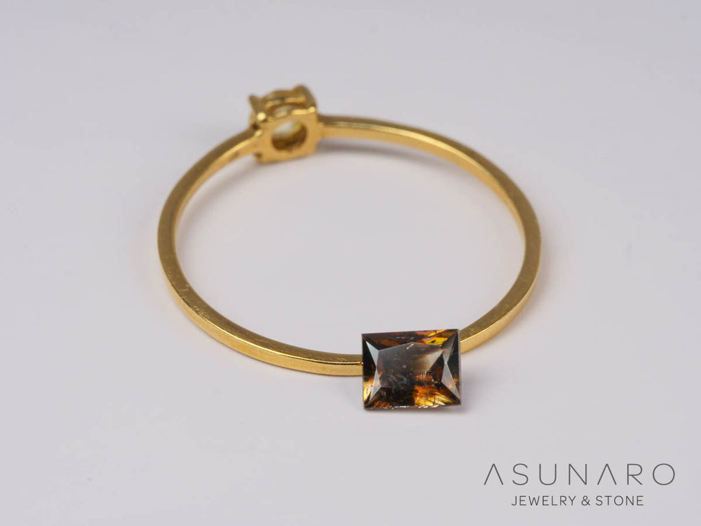 バイカラーキャシテライト  スクエアカット　ビルマ産 　0.66ct　【250508-2943】