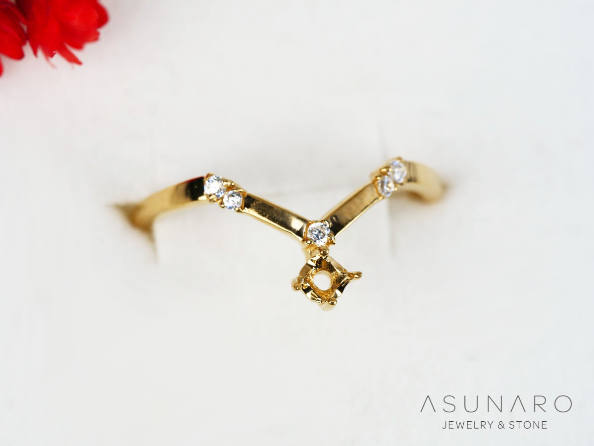 【お仕立て用】空枠番号：S268A　リング枠　V字【オーダージュエリー用】