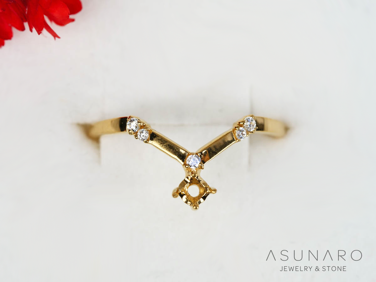 【お仕立て用】空枠番号：S268A　リング枠　V字【オーダージュエリー用】