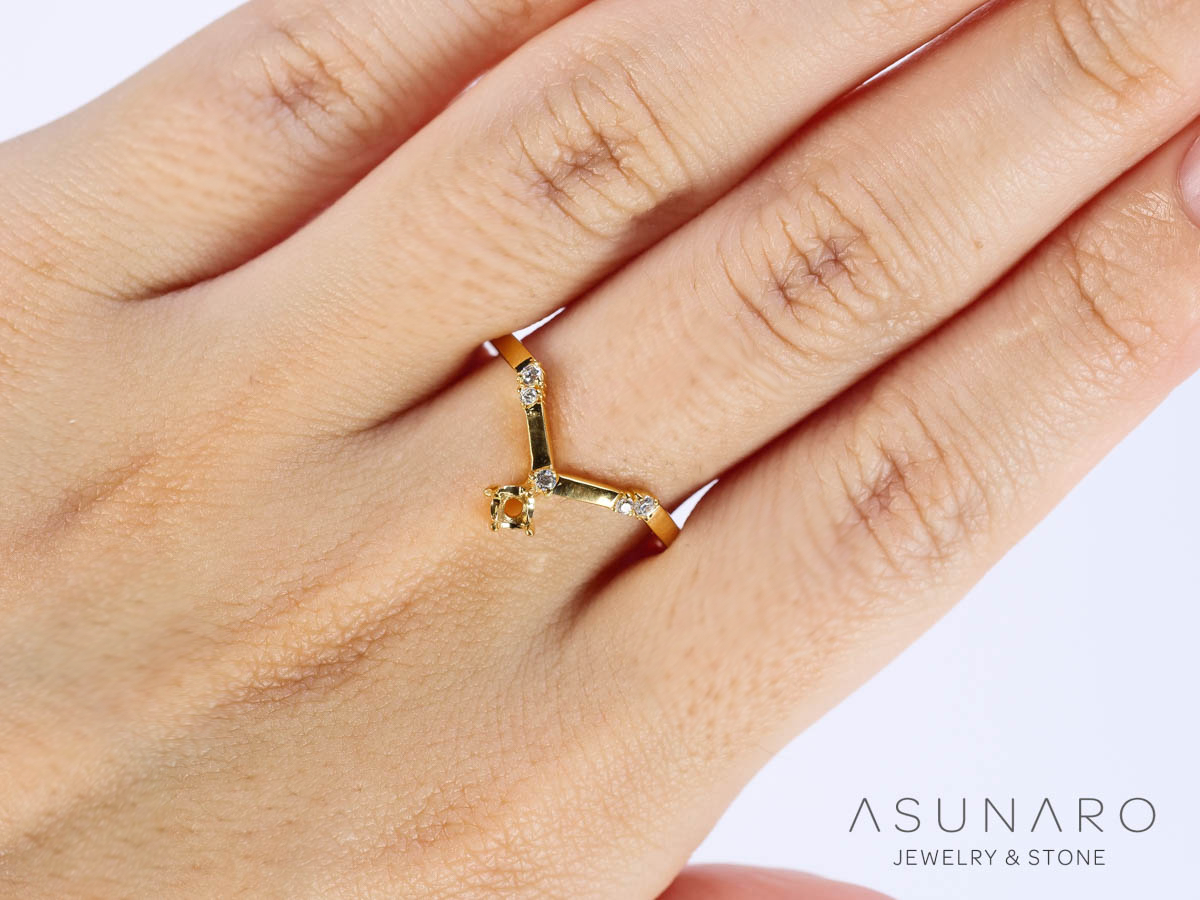 【お仕立て用】空枠番号：S268A　リング枠　V字【オーダージュエリー用】